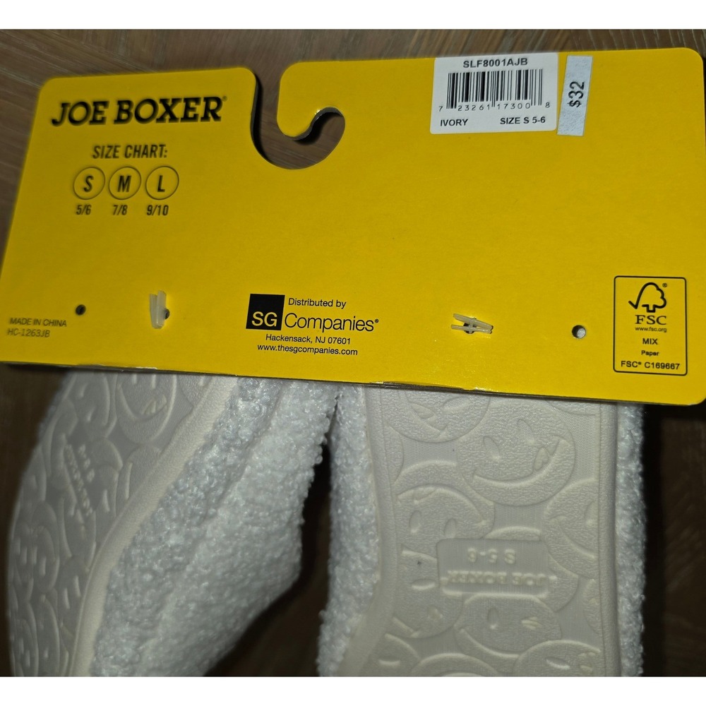 Joe Boxer Womens Ivory Faux Fur Heart Slippers SLF8001AJB Size Small 5-6 NWT - Picture 4 of 6